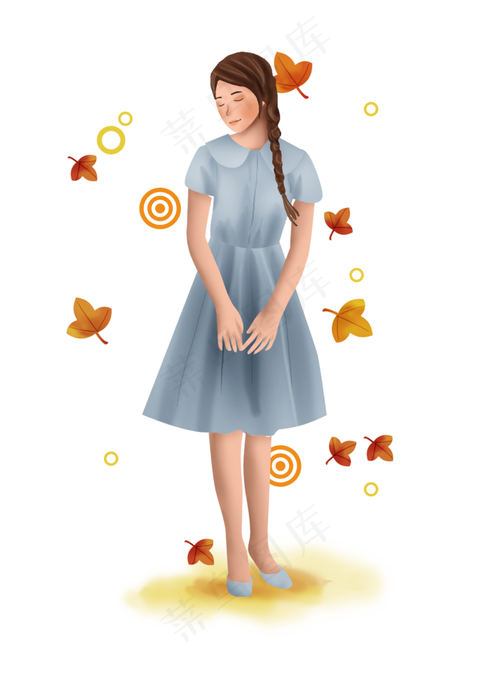 立秋秋天枫叶和女孩(2480X3508(DPI:300))psd模版下载