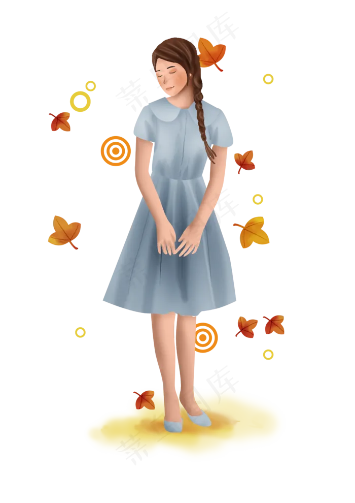 立秋秋天枫叶和女孩(2480X3508(DPI:300))psd模版下载