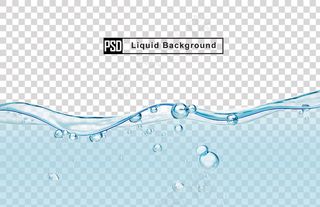 带气泡的蓝水液体背景