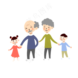 手绘卡通矢量可爱重阳节孝敬老人