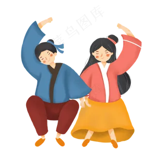 卡通七夕节牛郎织女人物