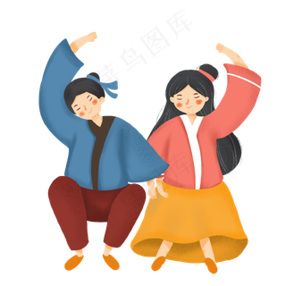 卡通七夕节牛郎织女人物