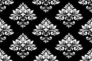 矢量锦缎无缝图案背景。古典奢华老式锦缎装饰，皇家维多利亚时代无缝纹理壁纸，纺织品，包装。精美的巴洛克花卉模板。