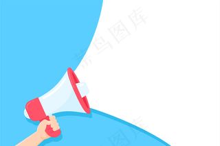 手持扩音器的手对着你的信息大声呼喊。