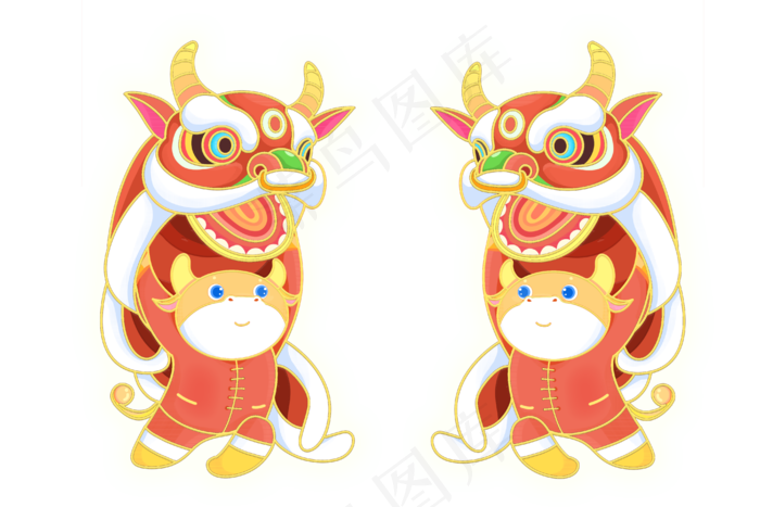 2021年牛年大吉舞牛狮金牛贺