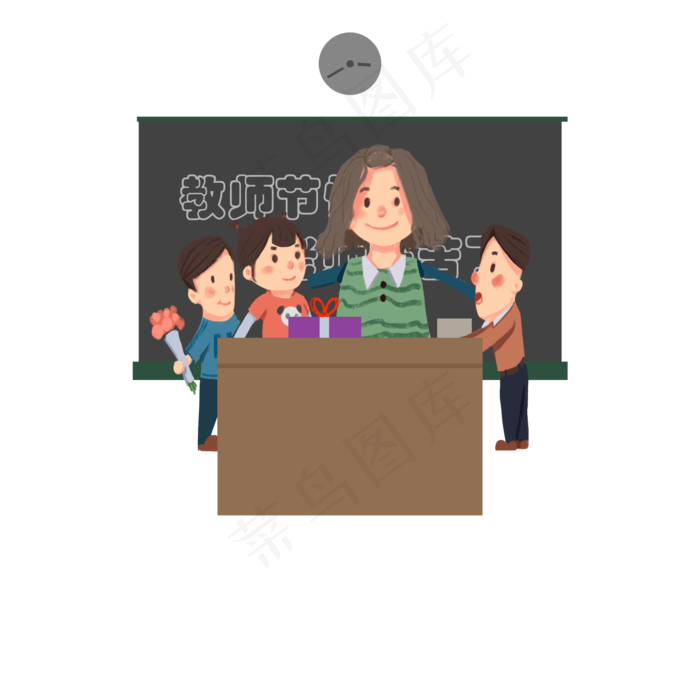 纯色唯美卡通风格老师节快乐元素