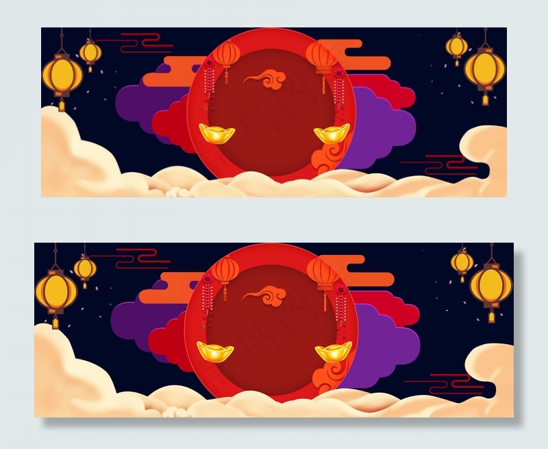 2019新年元旦中国风海报背景