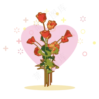 简约扁平卡通七夕情人节花朵花卉