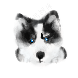 手绘仿真感可爱哈士奇动物像素材,免抠元素