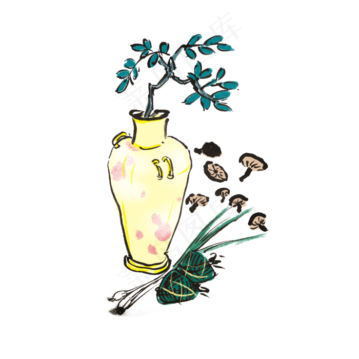 端午节生动粽子手绘(4000X4000(DPI:300))psd模版下载
