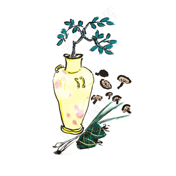 端午节生动粽子手绘(4000X4000(DPI:300))psd模版下载