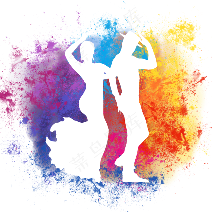 舞蹈人物彩色泼墨