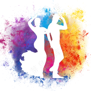 舞蹈人物彩色泼墨
