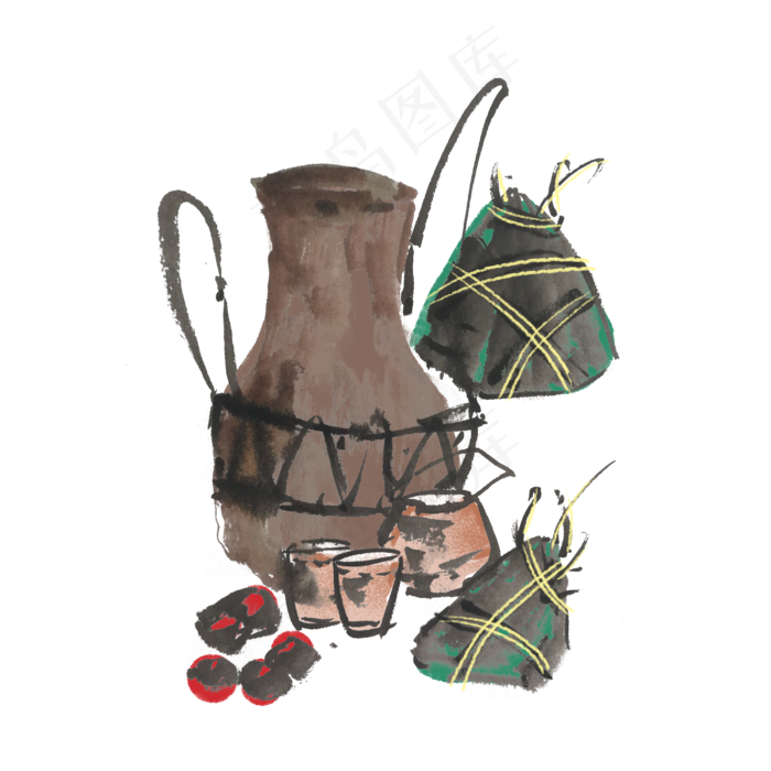 端午节水墨风粽子