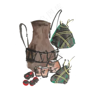 端午节水墨风粽子 端午节水墨风粽子