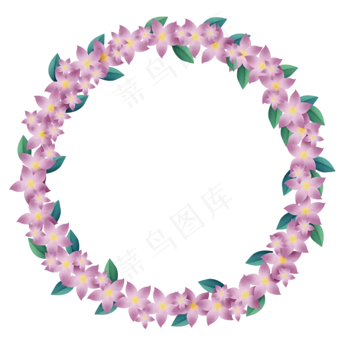粉色桃花花环边框(2000X2000(DPI:299))psd模版下载