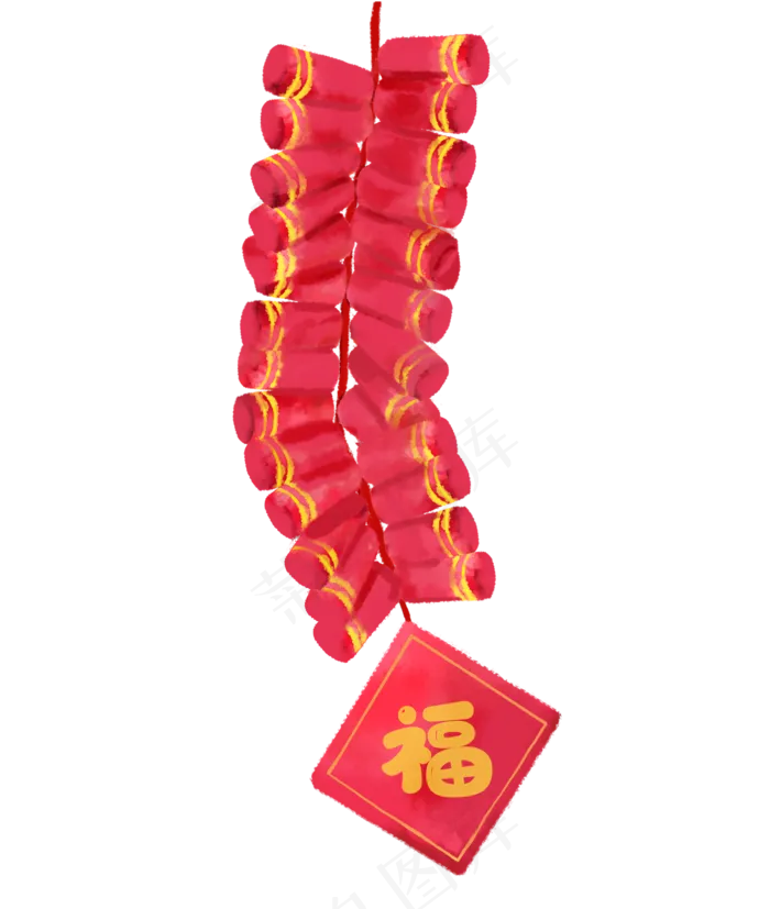 水彩春节鞭炮装饰,免抠元素(2000X2362(DPI:300))psd模版下载