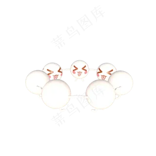 C4D立体可爱卡通牵手转圈拟人小汤,免抠元素