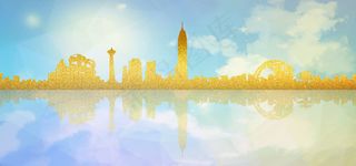 蓝天下的金色建筑房地产