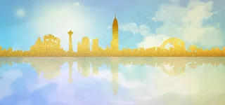 蓝天下的金色建筑房地产