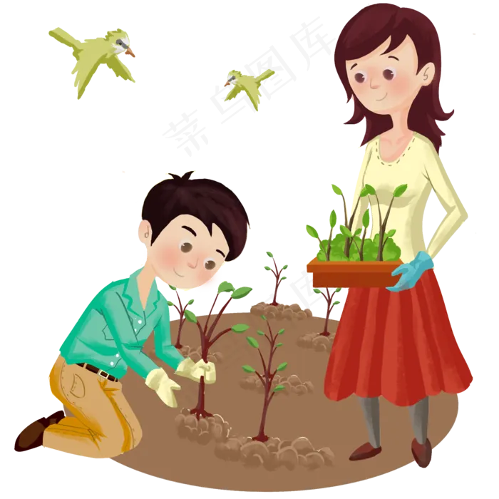 植树节种树的小孩(2000X2000(DPI:300))