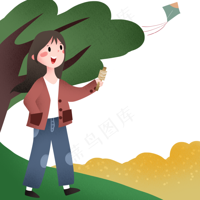 放风筝清明节插画