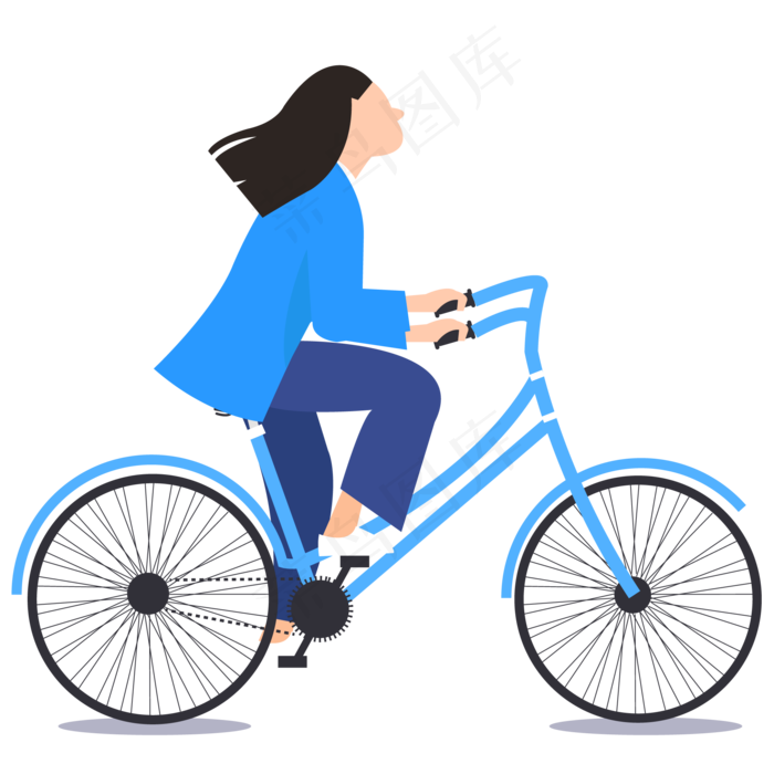 在风中骑行的女孩,免抠元素
