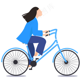 在风中骑行的女孩,免抠元素