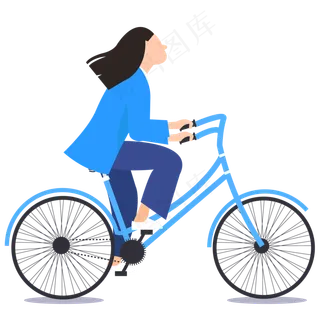 在风中骑行的女孩,免抠元素