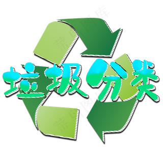 垃圾分类手绘涂鸦风格卡通艺术字·