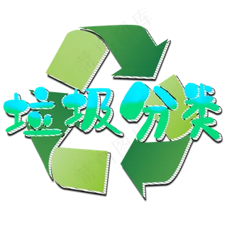 垃圾分类手绘涂鸦风格卡通艺术字·