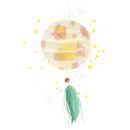 古代花朵圆形纸灯