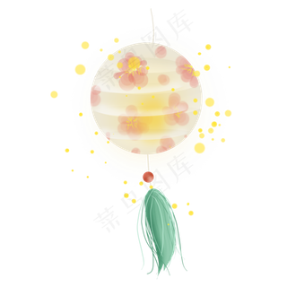 古代花朵圆形纸灯,免抠元素