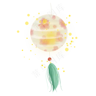 古代花朵圆形纸灯,免抠元素