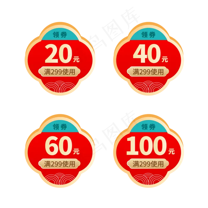 国潮优惠券(2000*2000px 300 dpi )ai矢量模版下载