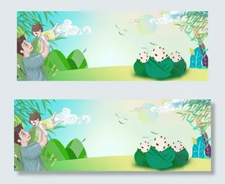 端午节父亲节小清新卡通电商banner
