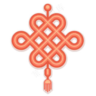 微扁平中国结卡通风格矢量元素,免抠元素