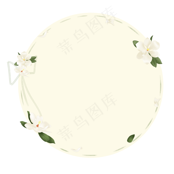 白色广玉兰花环边框