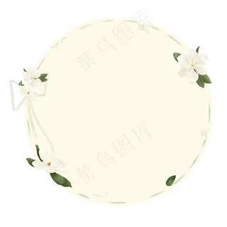 白色广玉兰花环边框