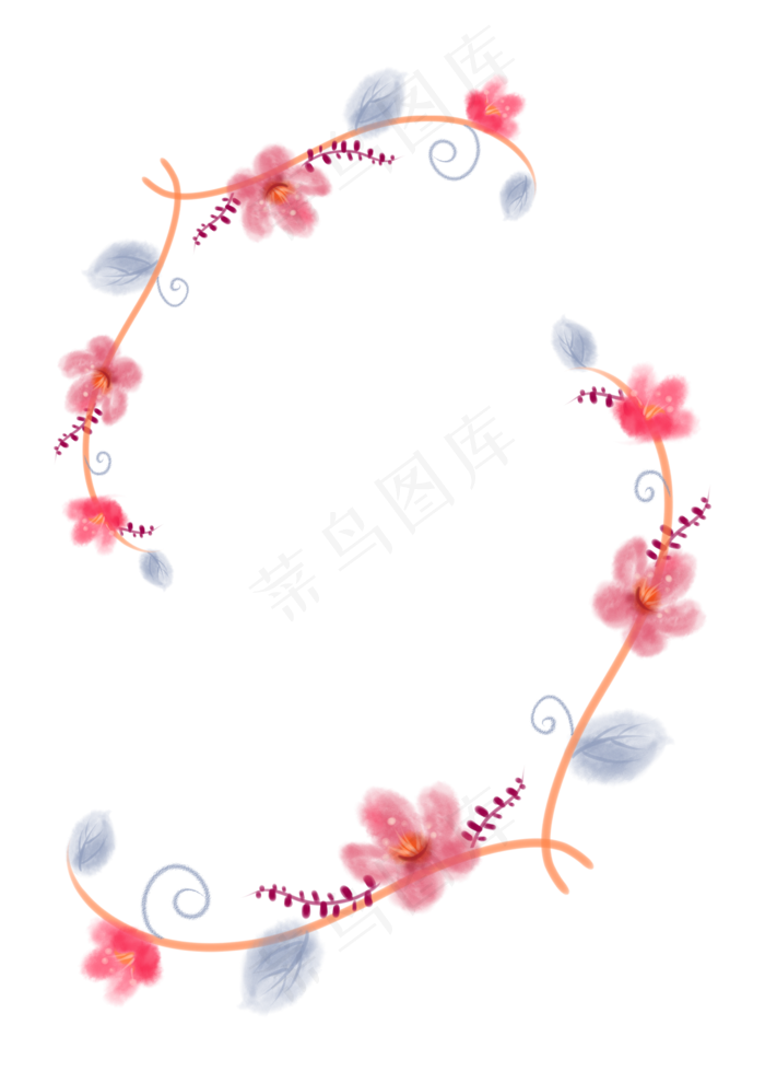 红色的花藤装饰插画