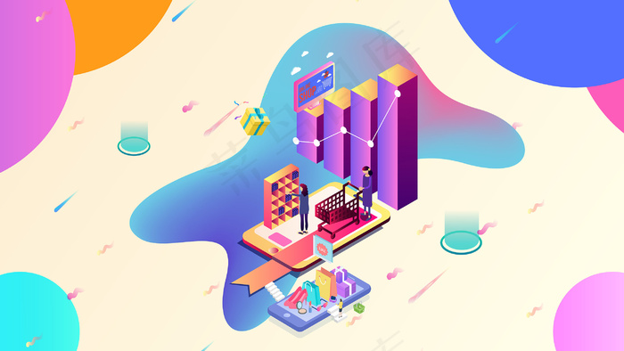 电商促销手机购物互联网金融商用图