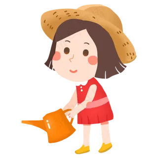 植树节浇花的女孩免抠PNG素材