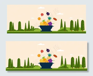 卡通矢量热带水果泰国旅游