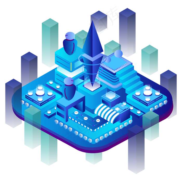 商用人工智能2.5D风格科技元素,免抠元素ai矢量模版下载