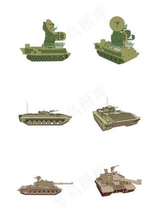 简约扁平卡通建军节陆军战争战车
