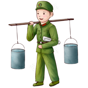 后勤兵学习劳动中的军人