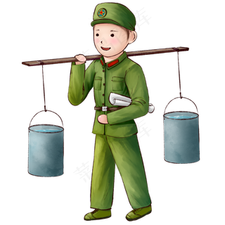 后勤兵学习劳动中的军人