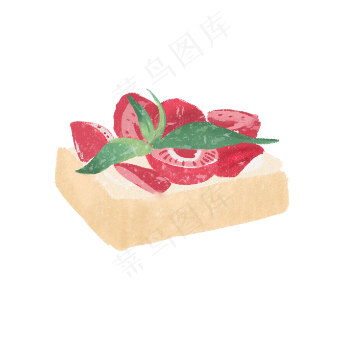 手绘水彩草莓水果蛋糕