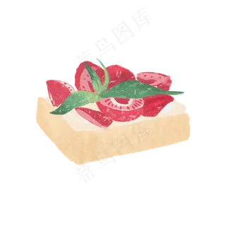 手绘水彩草莓水果蛋糕