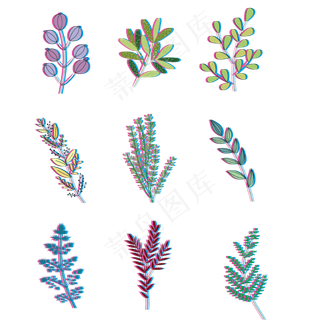 故障风小清新树叶矢量免抠图